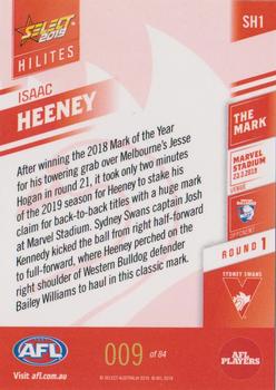 2019 Select AFL Hilites #SH1 Isaac Heeney Back